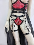 baphomet print set ( leviathan symbols) elastic harness full body set satanic outfit festivals wear Thumbnail # 175490