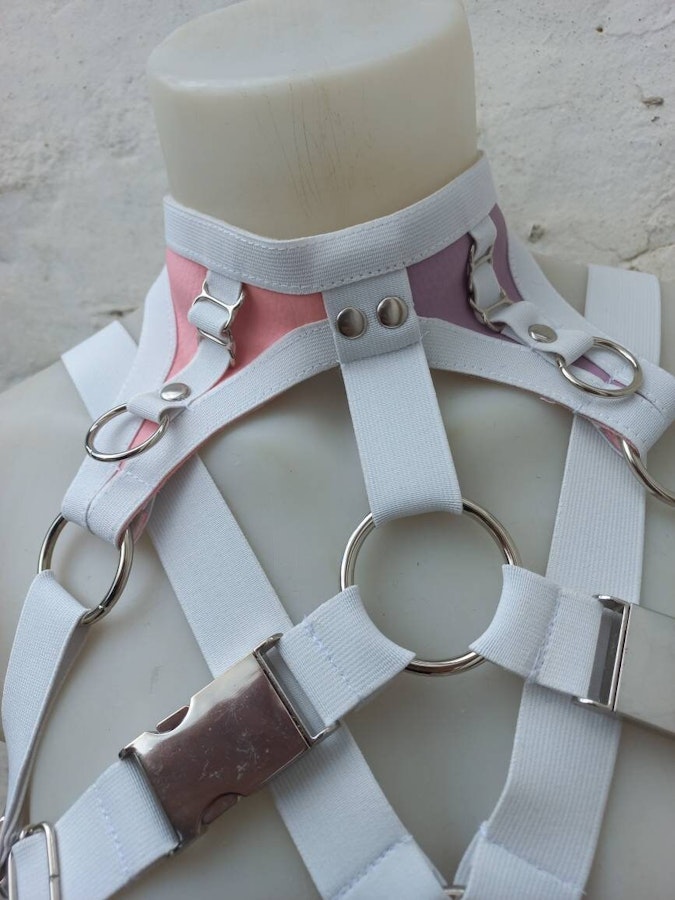 pastel color underbust harness/white trim Image # 175314