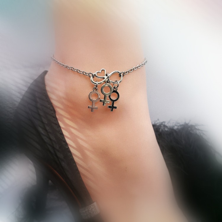 MFM-MMF-FMF Infinity Heart Hotwife Anklet|Vixen Anklet|Swinger Jewelry|Gender Jewelry Stainless Steel photo