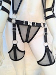 mesh rave outfit black mesh gothic festival wear elastic harness lingerie set Thumbnail # 175556