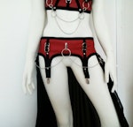 Red faux leather garter skirt Thumbnail # 176035