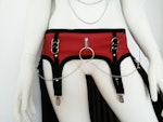 Red faux leather garter skirt Thumbnail # 176038
