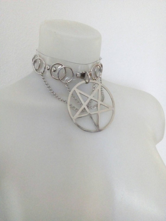 Large pentagram clear vynil choker photo