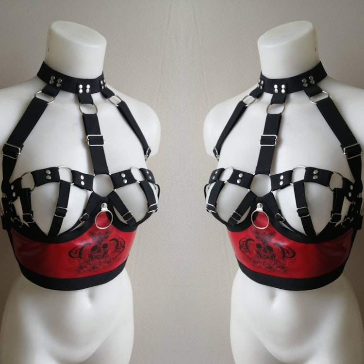 Skull print red harness photo