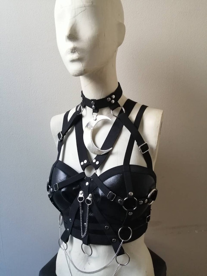 Faux leather harness top (moon) Image # 175778
