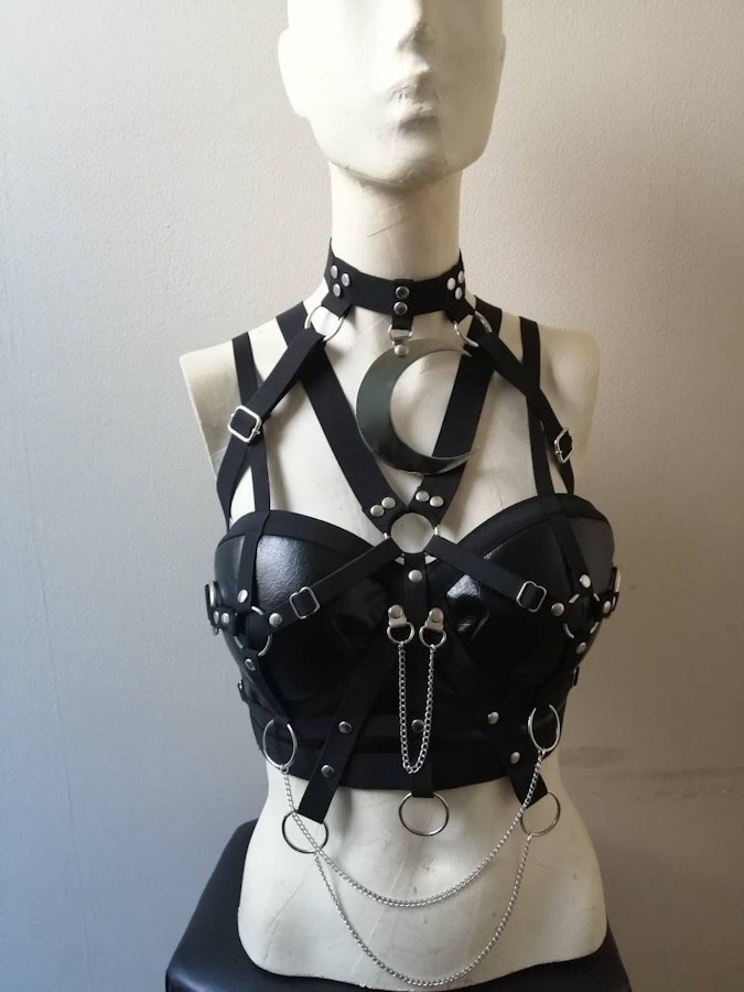 Faux leather harness top (moon) Image # 175780
