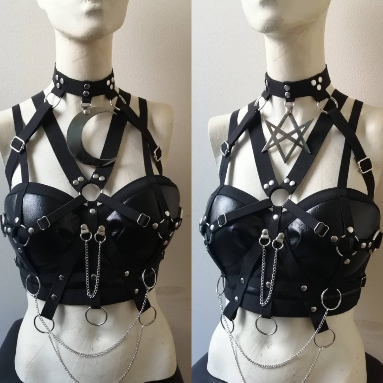 Faux leather harness top (moon) photo