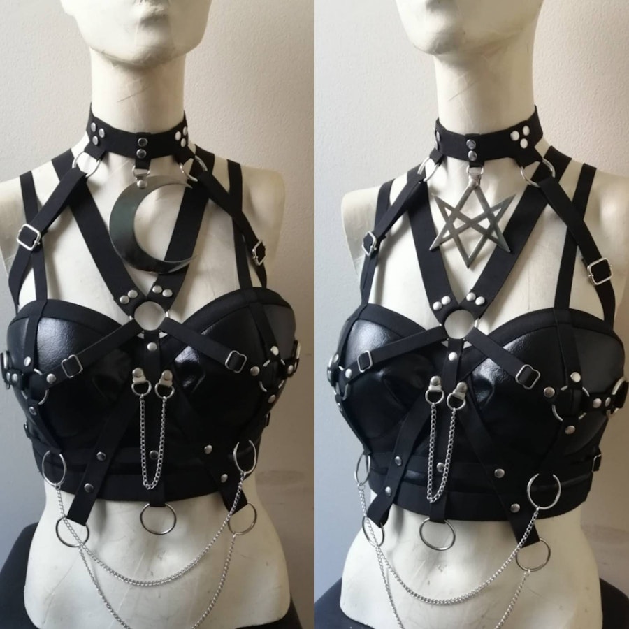 Faux leather harness top (moon) Image # 175777