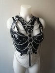 Nora set massive chain chest harness faux leather corset top crop top gothic biker style bra festival wear Thumbnail # 176467