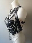 Nora set massive chain chest harness faux leather corset top crop top gothic biker style bra festival wear Thumbnail # 176469