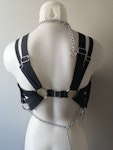 Nora set massive chain chest harness faux leather corset top crop top gothic biker style bra festival wear Thumbnail # 176470