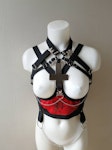 Baphomet print set full body elastic harness set inverted cross satanic clothing black metal gear festival outfit Thumbnail # 176686
