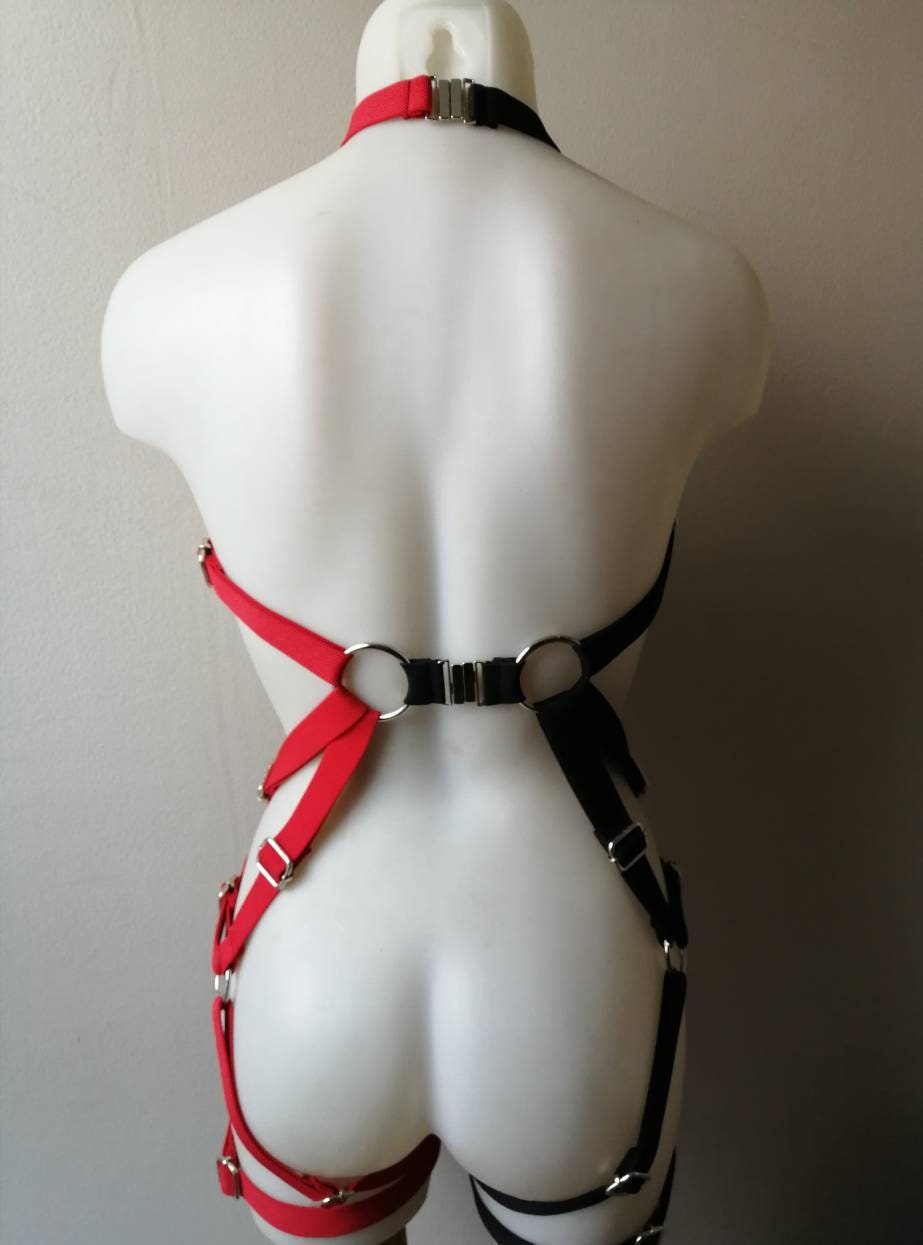 Black and red elastic harness (unisex) photo