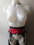 Red faux leather garter skirt Thumbnail # 176036