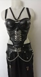 Vampiria  harness outfit gothic bat witchy  clothing faux leather corset top black chiffon skirt stage outfit Thumbnail # 175589