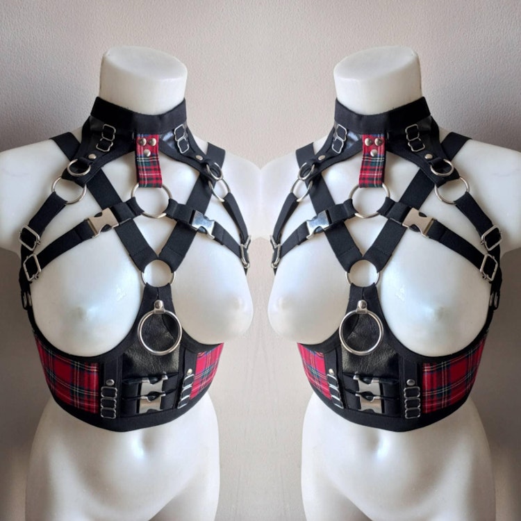 tartan fabric elastic harness photo