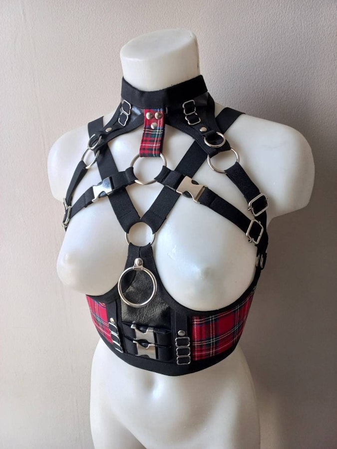 tartan fabric elastic harness Image # 176309