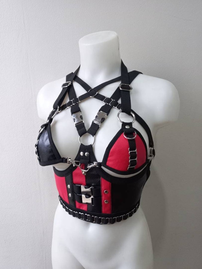 faux leather bra Image # 175953