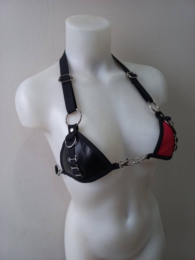 faux leather bra Image # 175951