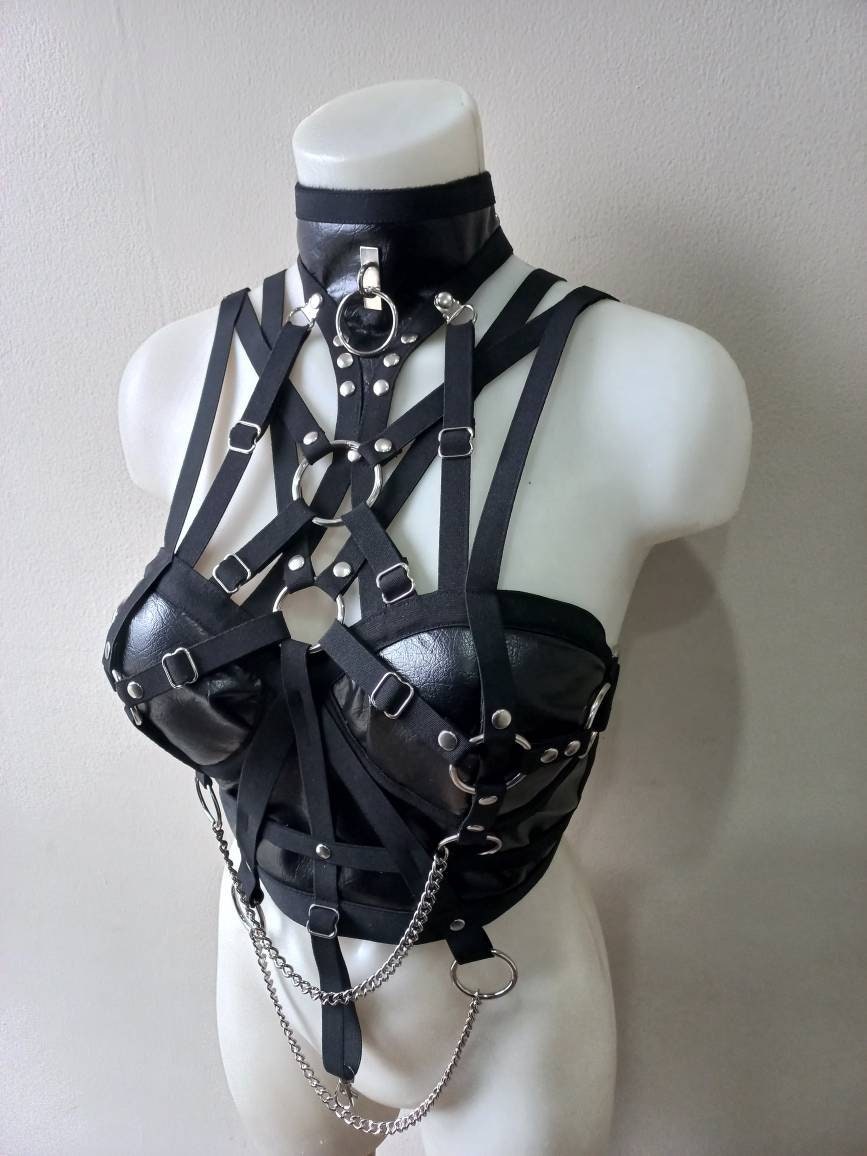 Dora vegan leather harness top photo