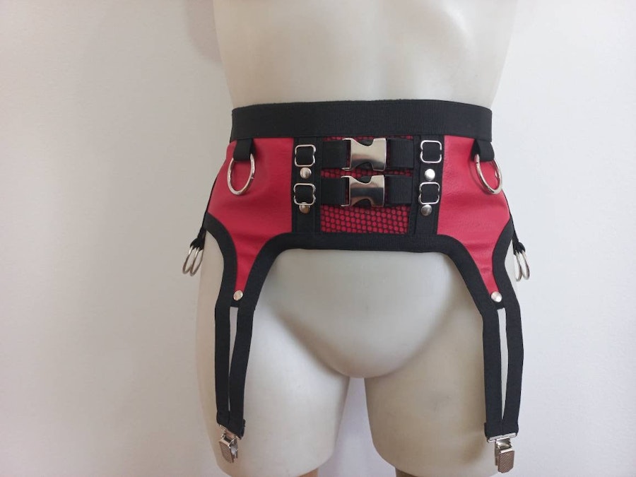 faux leather garter belt