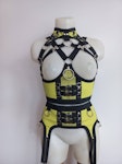 Faux leather gothic lingerie harness multicolor leather underbust corset and garter belt Thumbnail # 176277