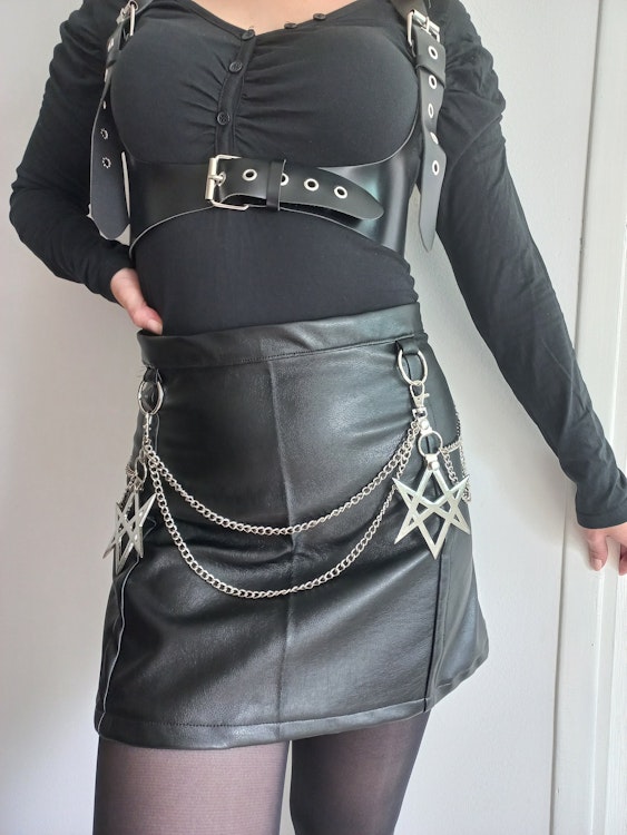 faux leather mini skirt photo