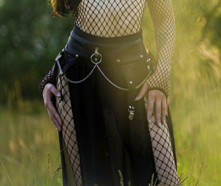 Vegan leather garter skirt