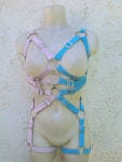 elastic harness ( neon colors) rave cyber goth set clubbing outfit elecric colors full body set pastel goth lingerie Thumbnail # 176457
