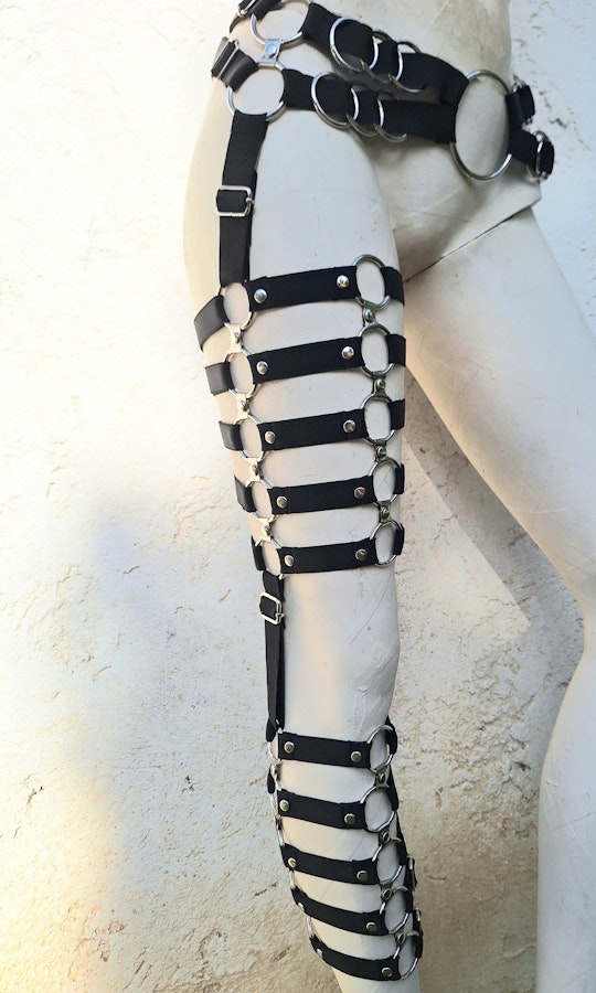 elastic leg harness garter belt leg wraps fetish leg bondage harness Image # 176267