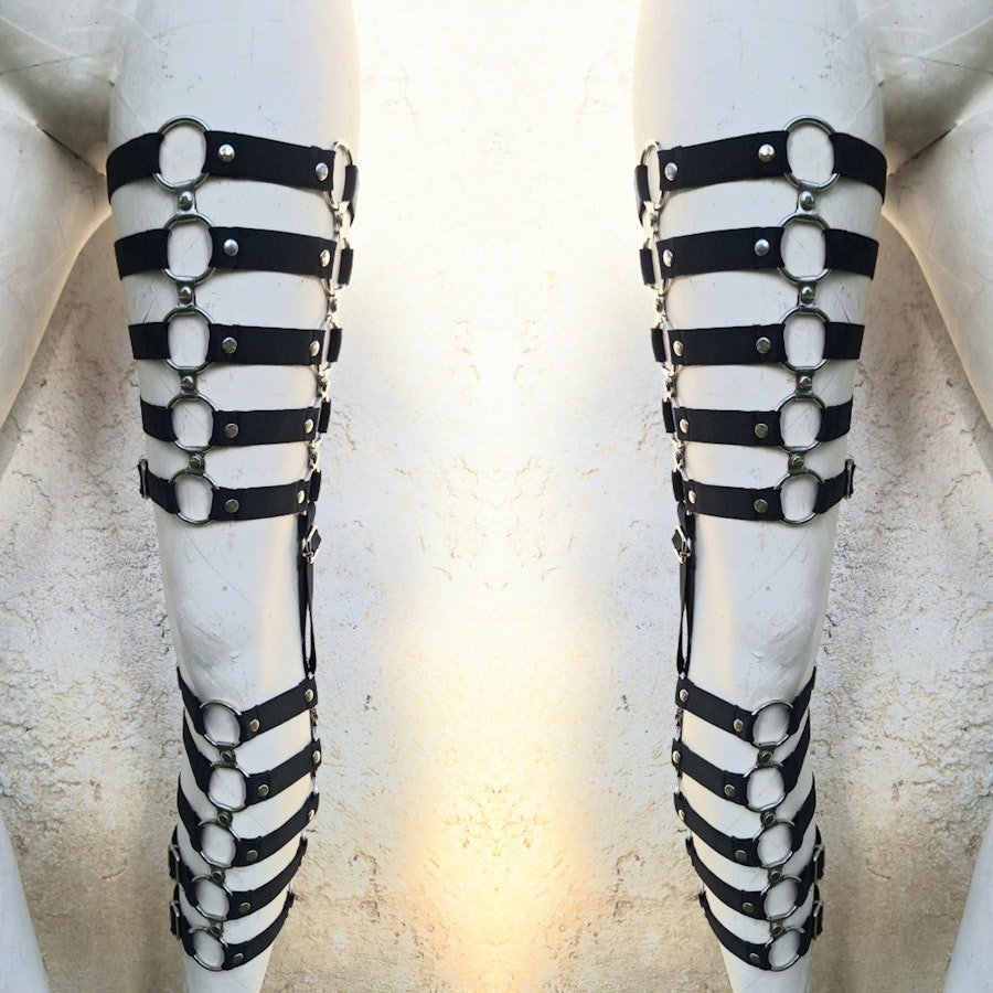 elastic leg harness garter belt leg wraps fetish leg bondage harness Image # 176264