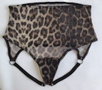 Leopard mesh crotchless SABBATH high waist knickers. Sheer open rear panties. Handmade to order sexy see thru lingerie. Thumbnail # 180098