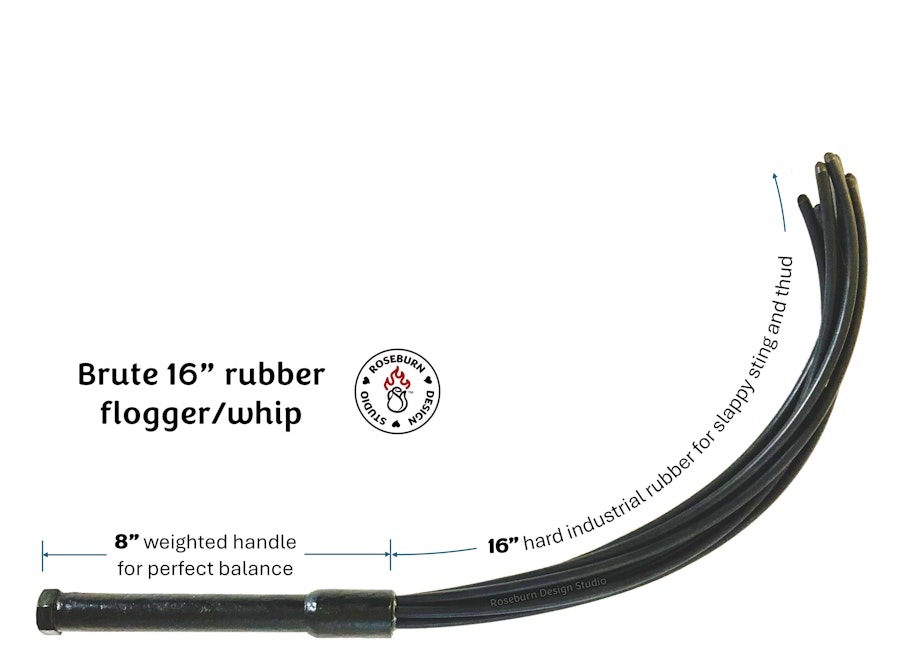 Brute seven 16" hard rubber falls flogger/whip Image # 179731