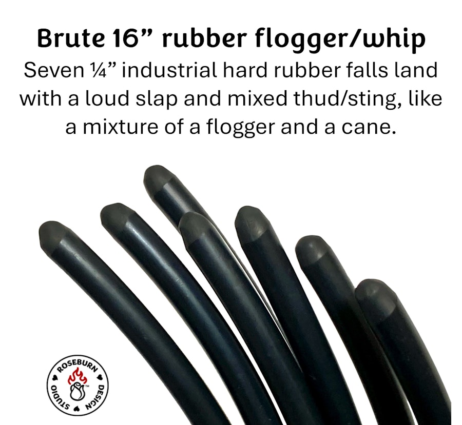 Brute seven 16" hard rubber falls flogger/whip Image # 179732