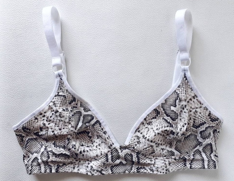 White snake soft cup TOUCH bra. Wire free bralette. Natural shape for comfortable fit. Handmade to order lingerie in your size