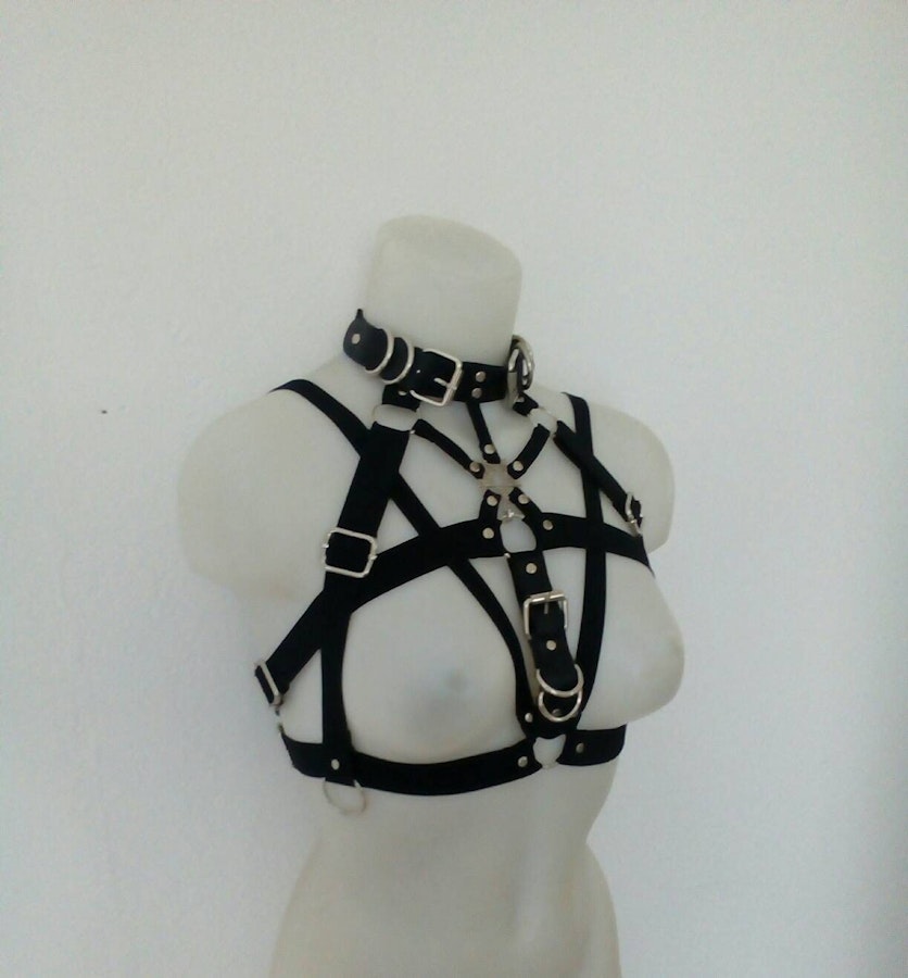metal pentagram choker harness Image # 177097