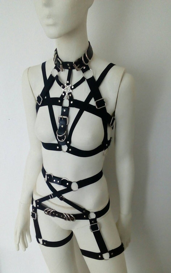 metal pentagram choker harness Image # 177094