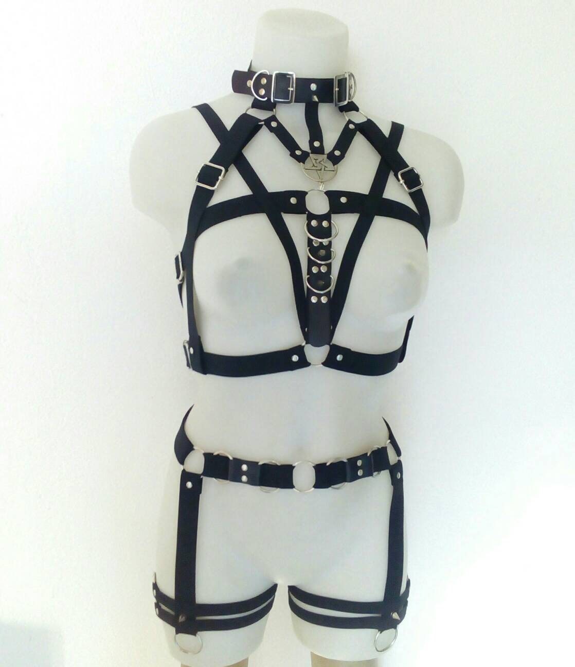 metal and spikes pentagram harness photo