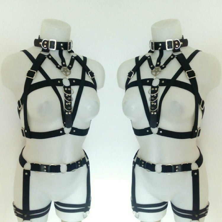 metal and spikes pentagram harness photo