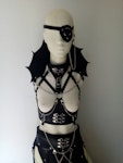 Four piece harness outfit gothic witch wicca outfit maxi skirt vampire costume under bust harness and eyepatch Thumbnail # 177025