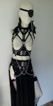 Four piece harness outfit gothic witch wicca outfit maxi skirt vampire costume under bust harness and eyepatch Thumbnail # 177026