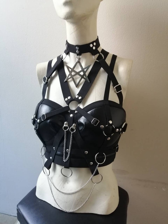 Faux leather harness top (thelema) Image # 177243