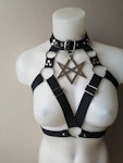 Elastic harness with large metal symbol (pentagram, thelema, moon, ankh, cross, leviathan) Thumbnail # 176929