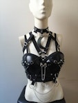 Gothic Outfit (moon) crescent moon large pedantno corset top and garter belt mini skirt gothic wiccan fashion boho festival wear Thumbnail # 176901