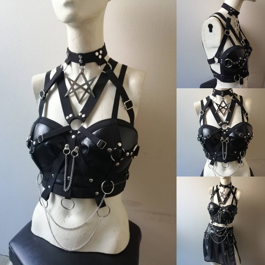 Faux leather harness top (thelema)