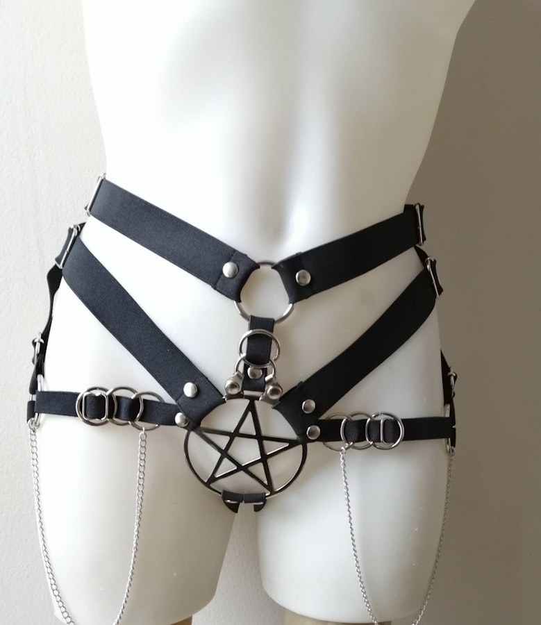 Two piece pentagram elastic harness (star pointing up) Image # 176833