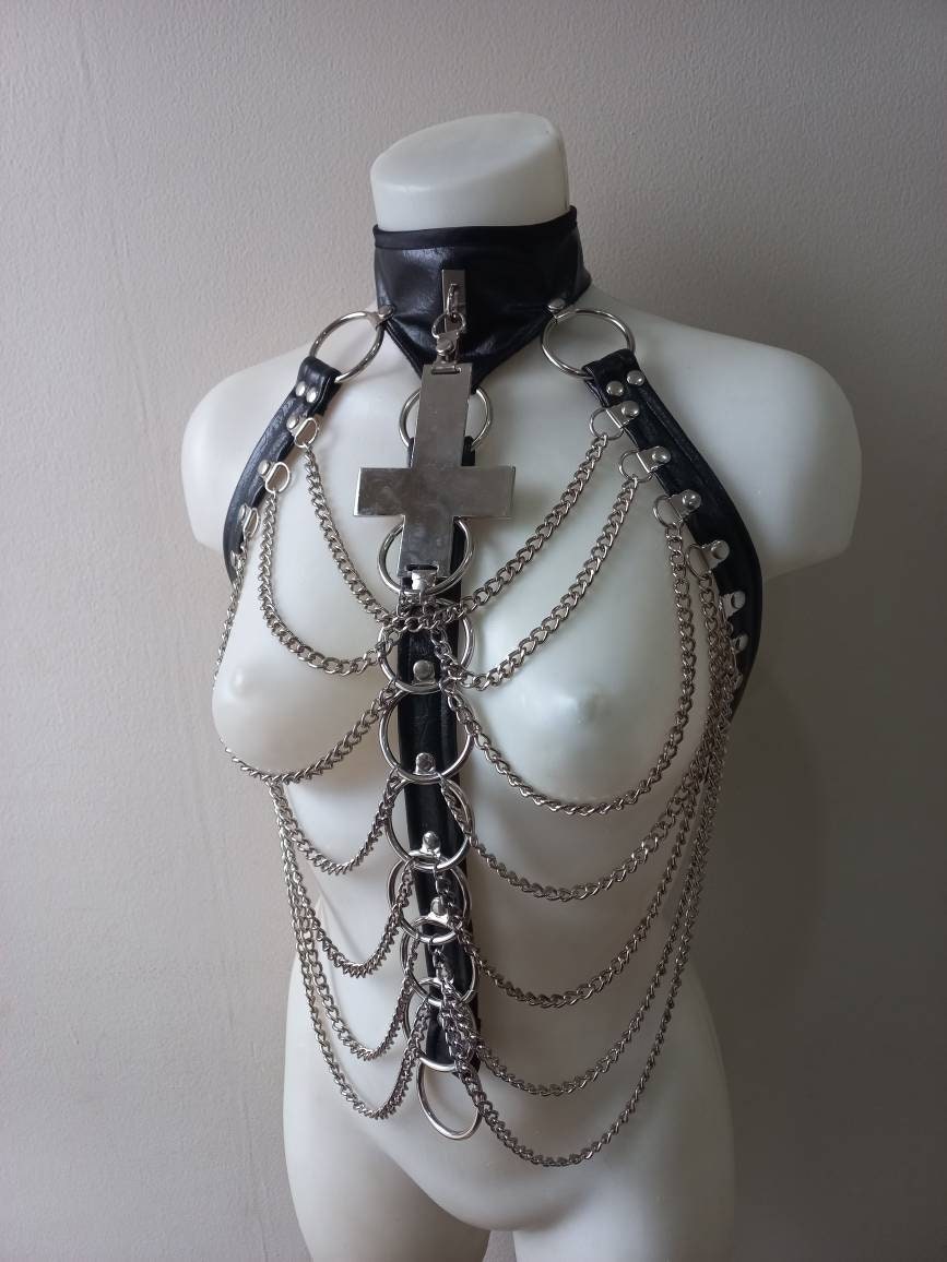 Large metal symbol chain harness photo