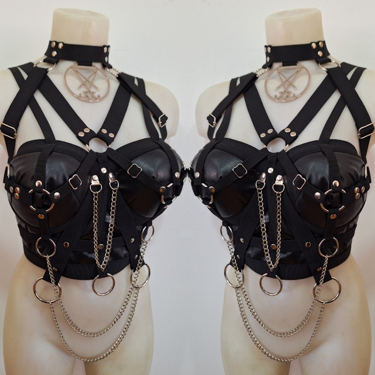 faux leather harness with symbol photo