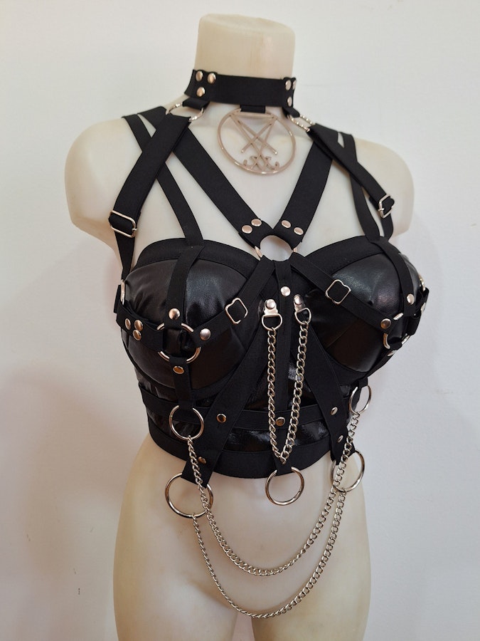 faux leather harness with symbol Image # 176905