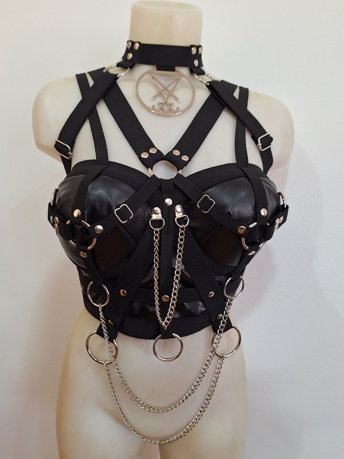 faux leather harness with symbol Image # 176906
